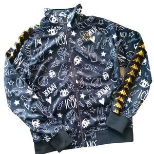 Kappa bekappationate graphetti light zip up jacket gold accent logos youth / xs